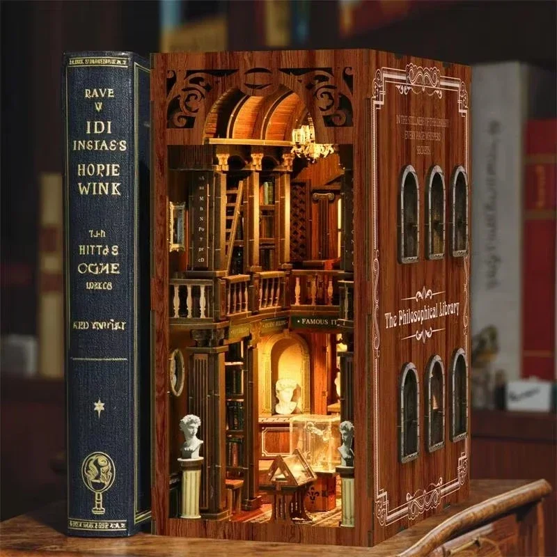 The philosophical Library Book - Diy Wooden Book Nook Kit Shelf Insert ulasan dan harga